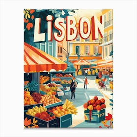 Aihrgdesign A 1970s Inspired Travel Poster For Lisbon Canvas Print