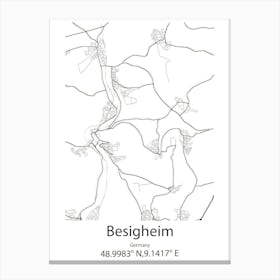 Besigheim,Germany Minimalist Map Canvas Print