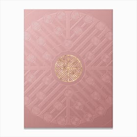 Geometric Gold Glyph on Circle Array in Pink Embossed Paper n.0193 Canvas Print