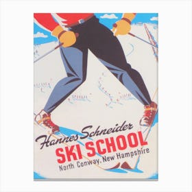 Ski School New Hampshire Vintage Ski Poster Canvas Print