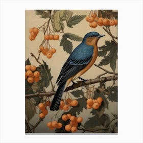 Dark And Moody Botanical Eastern Bluebird 4 Canvas Print