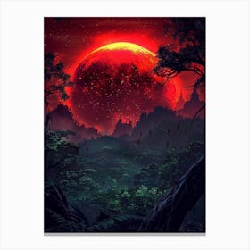 Red Moon In The Forest Canvas Print