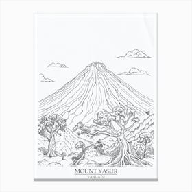 Mount Yasur Vanuatu Color Line Drawing 5 Poster Canvas Print
