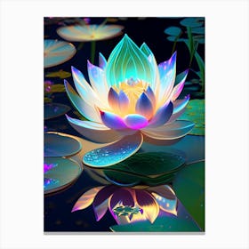 Lotus Flower In Garden Holographic 2 Canvas Print