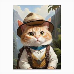 Explorer Cat with Big Eyes Canvas Print