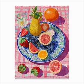 Pink Breakfast Food Fruit Salad 2 Canvas Print