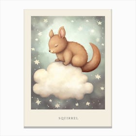 Sleeping Baby Squirrel Nursery Poster Canvas Print