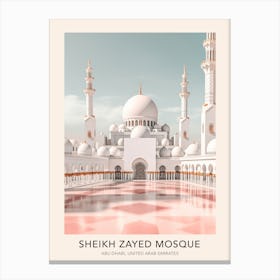 The Sheikh Zayed Mosque Abu Dhabi United Arab Emirates Travel Poster Canvas Print