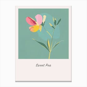 Sweet Pea 3 Square Flower Illustration Poster Canvas Print
