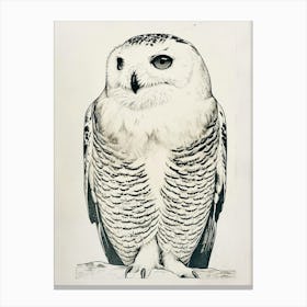 Snowy Owl Linocut Blockprint 3 Canvas Print