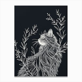 Norwegian Forest Cat Cat Minimalist Illustration 4 Canvas Print