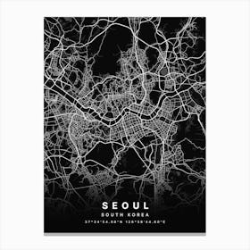 Seoul South Korea Black Map Canvas Print