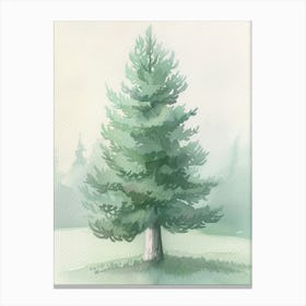 Fir Tree Atmospheric Watercolour Painting 4 Canvas Print
