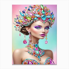 Woman In Colorful Jewelry Canvas Print