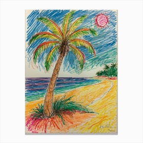 Palm Tree On The Beach Canvas Print