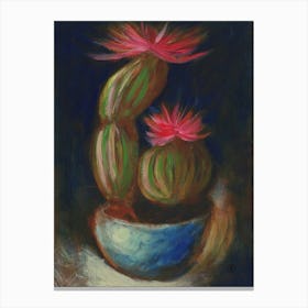 Blossoming Cacti - classic figurative vertical plant Anton Maliar cactus floral flower Canvas Print