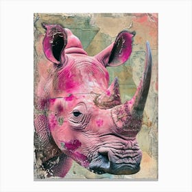 Pink Rhino Retro Collage 2 Canvas Print