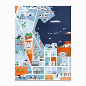 Wellington Map Canvas Print
