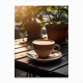 Coffee Cup On A Balcony Table Canvas Print