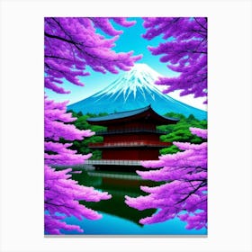 Pink Cherry Blossoms And Fuji Cherry Blossoms Mount Fuji Japan Canvas Print