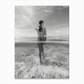 Naked Woman Standing In Ocean Canvas Print