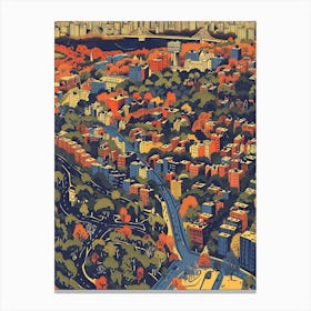 Kingsbridge New York Colourful Silkscreen Illustration 1 Canvas Print