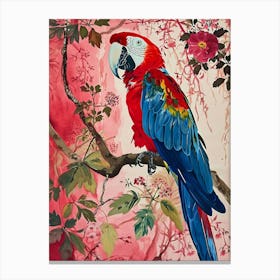 Floral Animal Painting Macaw 2 Canvas Print