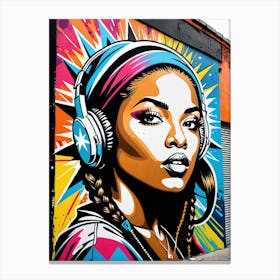 Graffiti Mural Of Beautiful Hip Hop Girl 29 Canvas Print