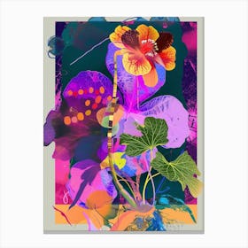 Nasturtium 2 Neon Flower Collage Canvas Print