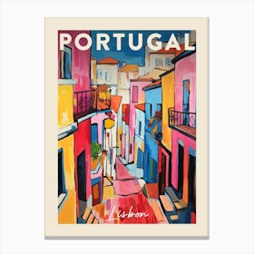 Lisbon Portugal 3 Fauvist Painting  Travel Poster Canvas Print