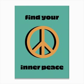 Find Your Inner Peace - Typography - Retro - Sign - Art Print - Living room -  Blue Canvas Print