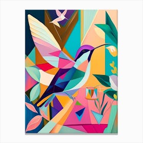 Hummingbird And Geometric Shapes Abstract Still Life 1 Canvas Print