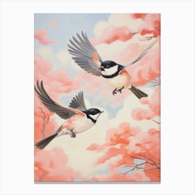 Vintage Japanese Inspired Bird Print Carolina Chickadee 3 Canvas Print