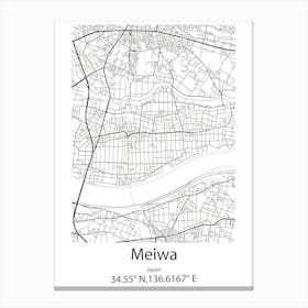 Meiwa,Japan Minimalist Map Canvas Print