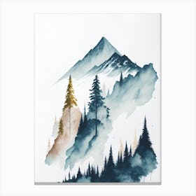 Mountain And Forest In Minimalist Watercolor Vertical Composition 286 Canvas Print