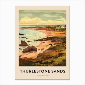 Devon Vintage Travel Poster Thurlestone Sands 3 Canvas Print