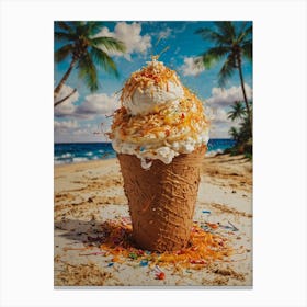Ice Cream Cone On The Beach 5 Canvas Print