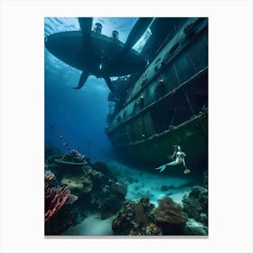 Scuba Diving Near A Reef Canvas Print