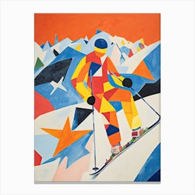 Skier Painting Colourful Illustration Canvas Print
