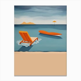 Orange Beach Chair Canvas Print