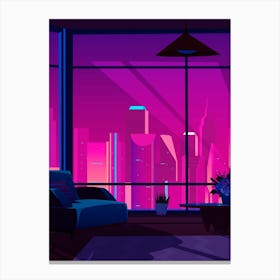 Modern Living Room - synthwave neon poster Canvas Print