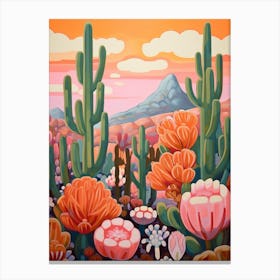 Cactus In The Desert Painting Bunny Ear Cactus 1 Canvas Print