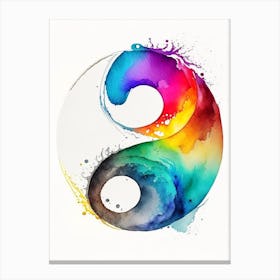 Colourful Yin And Yang Watercolour Canvas Print