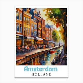 Netherlands Amsterdam, travel poster, wall art print, Amsterdam painting,18 Canvas Print