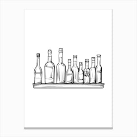 Liquor Bottles On A Shelf. Bar. Beer.  Canvas Print