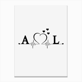 Personalized Couple Name Initial A And L Canvas Print