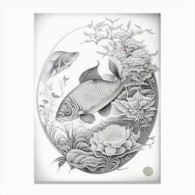Ochiba Shigure Koi Fish Haeckel Style Illustastration Canvas Print