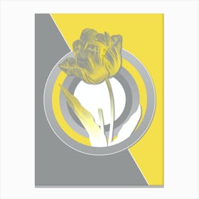 Vintage Tulip Botanical Geometric Art in Yellow and Gray n.209 Canvas Print