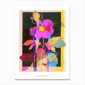 Evening Primrose 2 Neon Flower Collage Poster Canvas Print