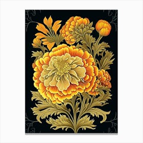 Marigold 2 Floral Botanical Vintage Poster Flower Canvas Print